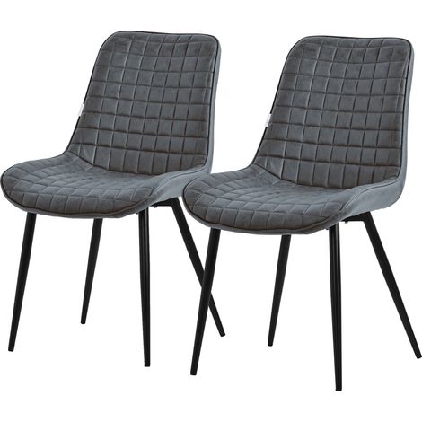 ML-Design Esszimmerstühle 2er Set, Anthrazit, Sitzfläche aus Kunstleder mit schwarzen Metallbeinen, Küchenstühle mit Rückenlehne, Wohnzimmerstühle, Polsterstühle für Esszimmer/Büro, Gepolsterte Sessel