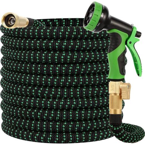 Tuyau d'arrosage rétractable, anti-étouffement, 30m, charge 5 kg, noir/vert (1/5)