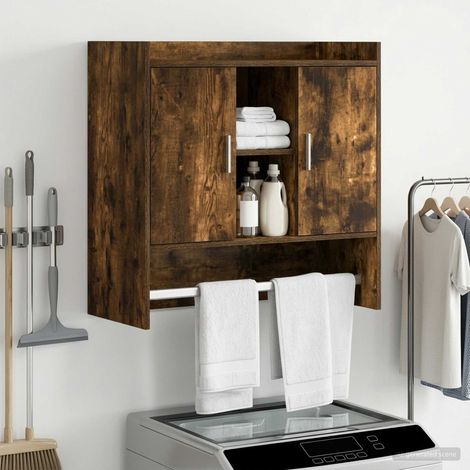 Étagère murale avec portes en bois d’ingénierie chêne fumé 80 x 36 x 80 cm - PANGIVO (1/5)