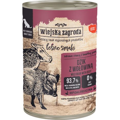 Wiejska Zagroda Comida húmeda para perros Adult Jabalí Carne de ternera 400g