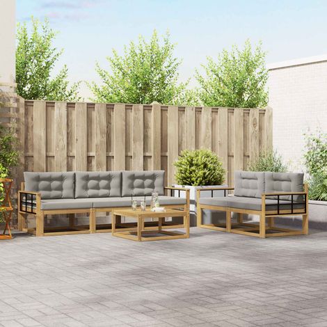 vidaXL Outdoor-Sofagarnitur mit Kissen 6 pcs Weiß und Hellgrau (1/5)