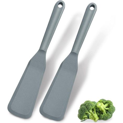 Espátulas de silicona (juego de 2)，Espátulas de silicona antiadherentes y resistentes al calor，ideales para freír pescado，Sin BPA (verde oscuro) (1/5)