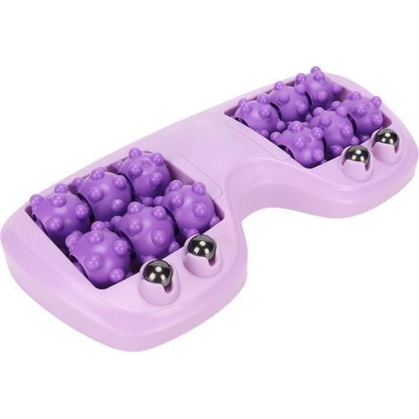 Rouleau de massage double pour les pieds, billes magnétiques en PP, favorise la circulation sanguine, outil de massage pour la maison, violet (1/5)