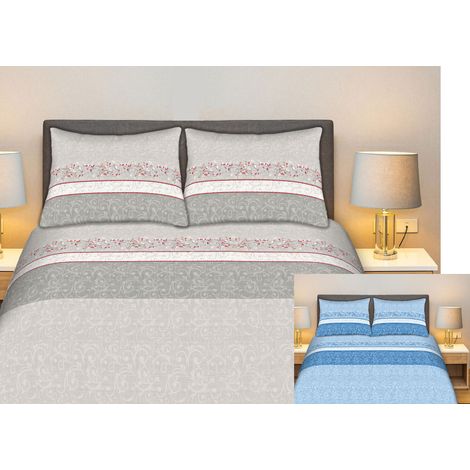 Completo Lenzuola Stiro Facile 100% Cotone Made Italy Effetto Seta Drappo, misuraMatrimonialecoloreGrigio (1/5)