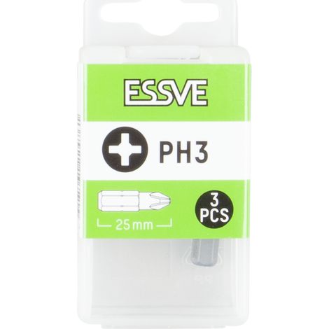 Inserti ESSVE PH3 con attacco esagonale da 1/4”, 25 mm, 3 pezzi (1/2)