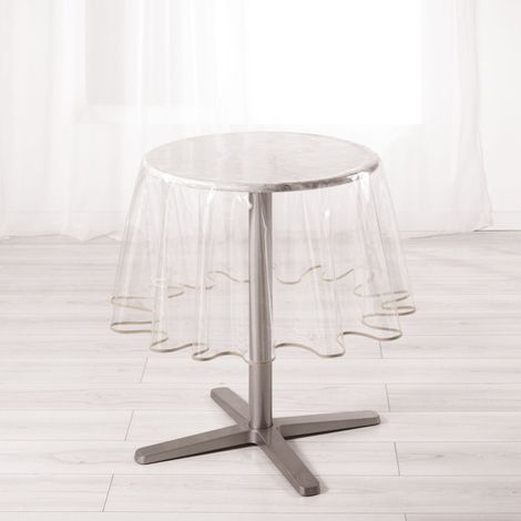 Nappe Ronde Cristal "Garden" 180cm Transparent & Taupe (1/2)