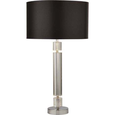 Tischlampe Tischleuchte Nachttischlampe Textil Wohnzimmerlampe chrom H 62 cm (1/3)