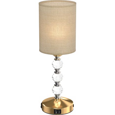 HOMCOM Bedside Lamp, Crystal Decoration Table Lamp, PVC shade, Gold Tone (1/5)