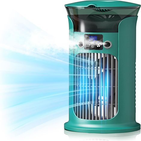 1 Mini climatiseur, 3 vitesses, réservoir 880 ml, oscillation 180°, USB, bureau camping (1/5)