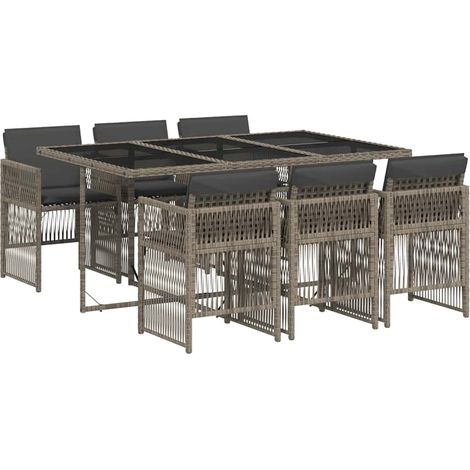 Garden Dining Set  Grey and Black vidaXL