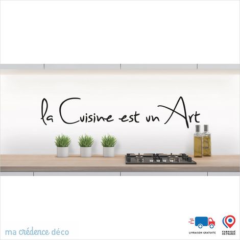 Crédence : LA CUISINE EST UN ART 1 - Couleur noir - Alu composite - 60 - 120 (1/3)