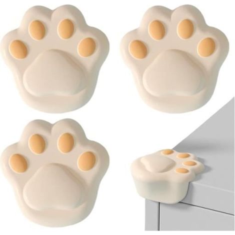 4pcs Protection de Coin de Table de Dessin Animé Forme de Patte de Chat Protection Angle Meuble Bord de Coin Adhésif de Table en (1/4)