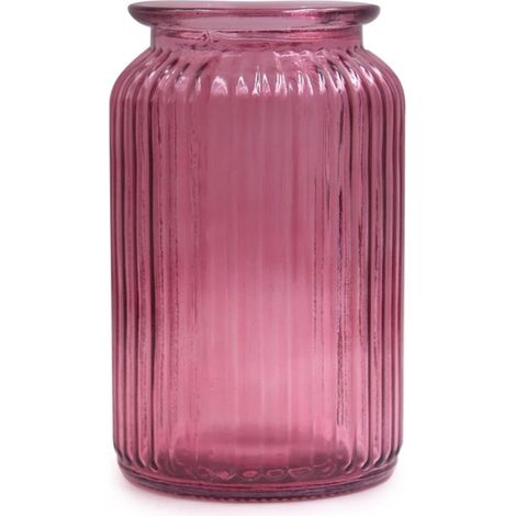 Vase en verre de style européen - Vase décoratif - Vase transparent coloré - Vase pour la décoration intérieure - Vase vintage rouge violacé (1/4)