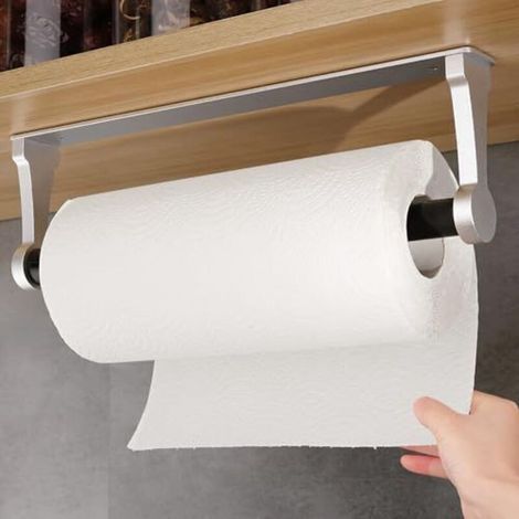 Porte-rouleau de cuisine sans perçage, porte-papier toilette en alliage d'aluminium, auto-adhésif, pour cuisine, salle de bain, salon (1/4)