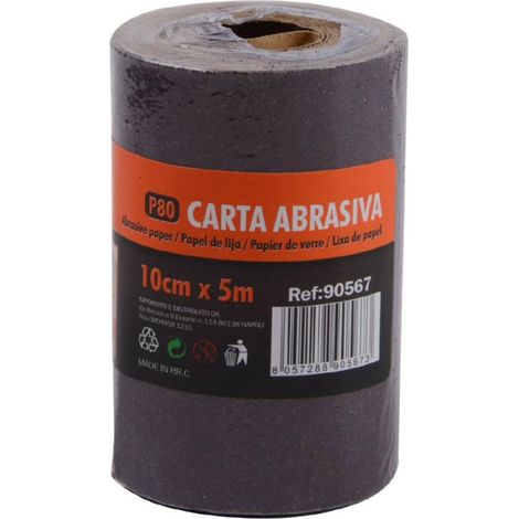 Kit 2 rotoli carta abrasiva 5 metri carta vetrata grana per levigare smussare pulire legno o metallo P80 (1/3)