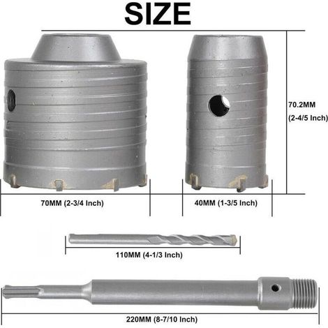 150-mm-Wandlochsäge, elektrisches Hammer-Wandlochsägen-Set, 22 x 200 mm Rundgriffverlängerung, Crezuo (1/3)