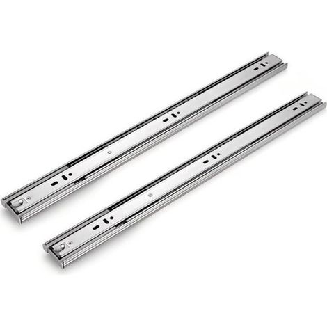 Correderas para cajones, 1 par (2 rieles), Rieles guía, Cierre suave y silencioso, Suaves/ajustables, Plateadas, S: 34,5 x 4,5 x 0,8 cm (1/5)