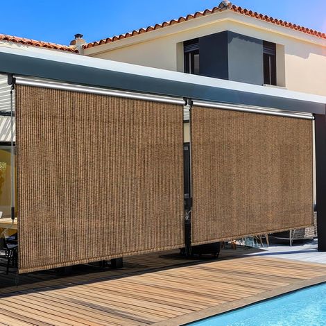2 tende verticali, vele ombreggianti in HDPE per terrazza, pergola, balcone - (240x180 cm, marrone) (1/5)
