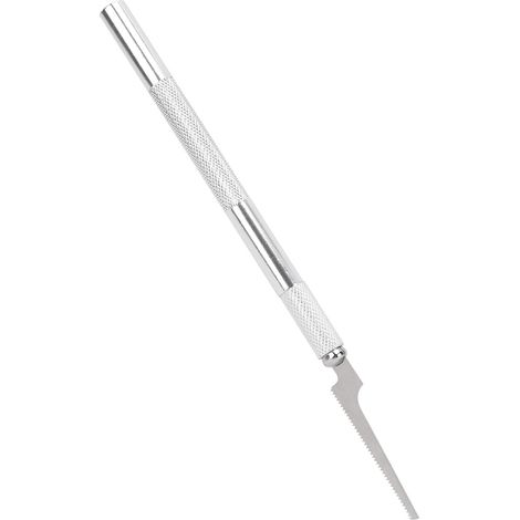 Mini scie à main miniature avec 2 lames différentes, en alliage d'aluminium et en acier, idéale pour les projets de bricolage en menuiserie. (1/5)