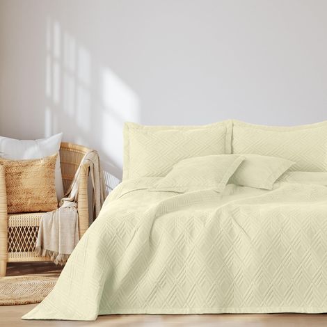 AmeliaHome Copriletto 240 x 260 cm double face Ultrasonic, trapuntatura in poliestere Ophelia color crema (1/5)