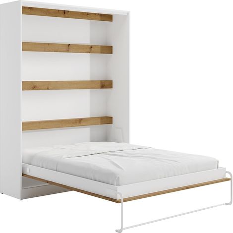 Letto estraibile 160 x 200 cm Apertura verticale manuale Con LED Bianco e Naturale - RAPILI