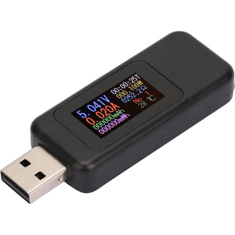 LCD-Display USB-Tester Ladegerät Detektor Digitales Voltmeter Amperemeter Spannungsmesser DC4-30V (Schwarz) (1/5)