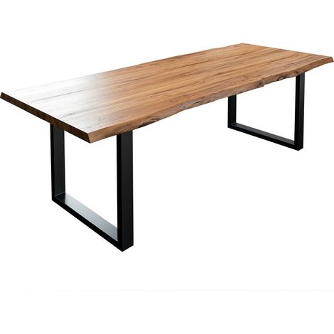 Esstisch Baumkante massiv Akazie natur 200 x 100 schwarz LIAM (1/5)
