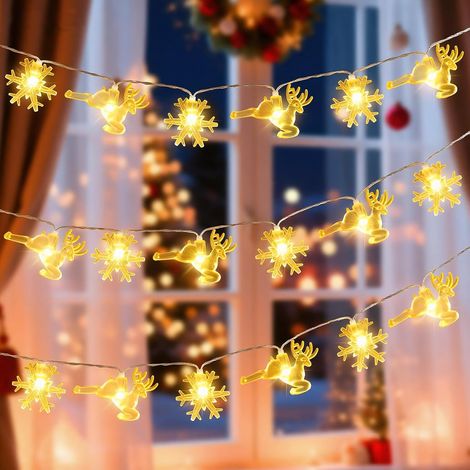 Guirlande Lumineuse Solaire de Noël 50 LED Alimentée par Énergie Solaire Imperméable avec Flocons de Neige (1/5)