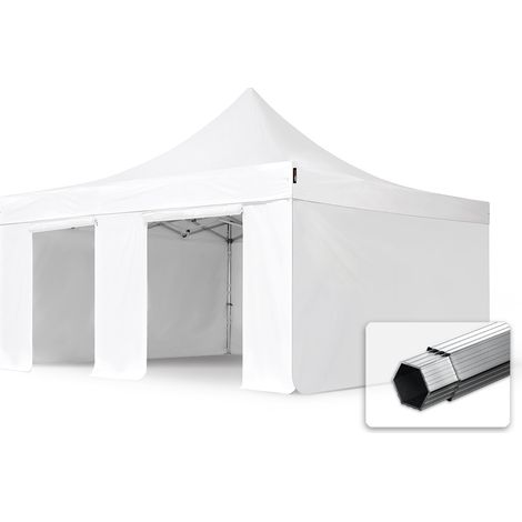 5x5 m Faltpavillon, PROFESSIONAL Alu 50mm, Seitenteile ohne Fenster, weiß