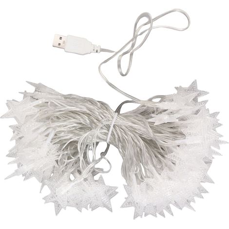 Guirlande lumineuse LED féérique à lumière chaude d'ambiance, idéale pour décorer une tente de camping en extérieur (étoile de 3 cm de diamètre). (1/5)