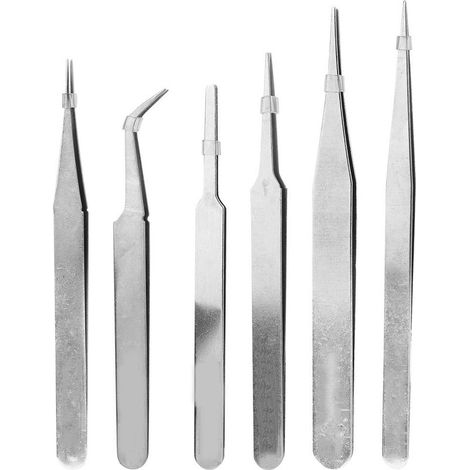 Ensemble de 6 pinces anti-statiques en acier inoxydable pour réparation électronique et PCB (1/5)