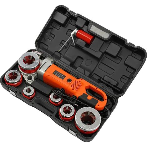 Máquina para troquelar tubos, potencia de 2300 W, velocidad de 26 rpm, incluye 6 troqueles, material de aleación de aluminio, diámetro de tubo aplicable de 21,9 a 59,6 mm. (1/5)