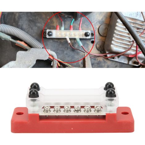 Barre omnibus rouge à double rangée, 6 canaux, 150 A, courant élevé, pour camping-cars et yachts, bornes de barre omnibus en cuivre 12-48 V (CP-3109-01) (1/5)
