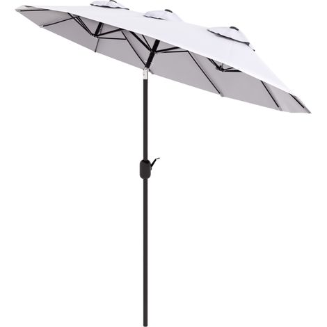 Ombrellone da Giardino Doppio Inclinabile con Apertura a Manovella, 295x152x222cm, Bianco