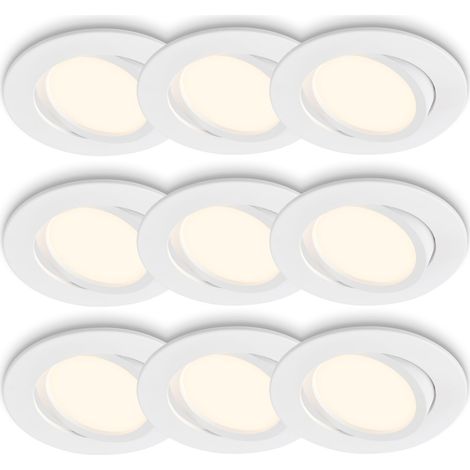 Lot de 3 x 3 spots LED encastrables plats, orientables, lumière blanche chaude, spot encastrable, spots LED, extra plat, orientable, intérieur, 8 x 2,2 cm, blanc (1/5)