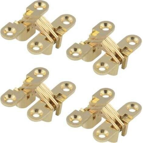 Charnières invisibles croisées pour portes pliantes 180° – Lot de 4, compatibles bois et meubles (armoires, placards, caissons) (1/5)