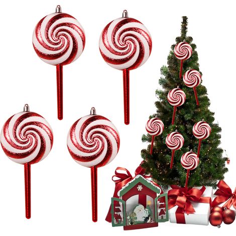 (4 Stück pro PVC-Box, Vielfache von 4) 4 Weihnachtsdekorationen, Zuckerstangen-Set - Lutscher-Set (Lutscher 9418cm) (1/2)