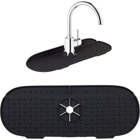 Silikon-Wasserhahnmatte, Spritzschutz für Küchenspülen, Wasserhahnmatte für Badezimmer, Arbeitsplattenschutz – Schwarz (1/4)