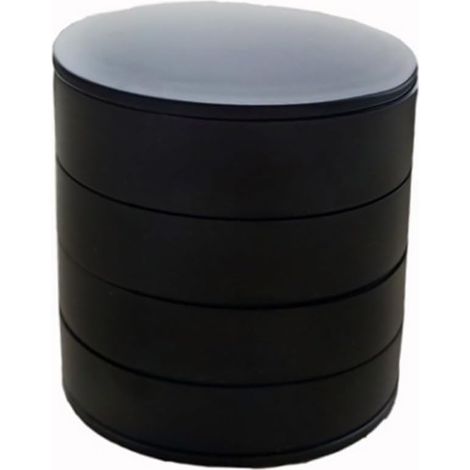 Boîte de rangement pour bijoux pour femme - Multifonction - En plastique - Cadeau d'anniversaire - Plateau de rangement rotatif à 4 couches avec couvercle - Noir (1/5)