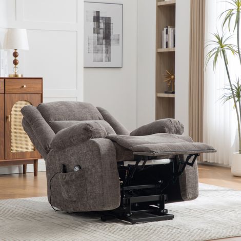 Fauteuil inclinable électrique multifonction: assistance debout, massage, chauffage, dossier / repose-pieds électriquement réglables vintage (1/5)