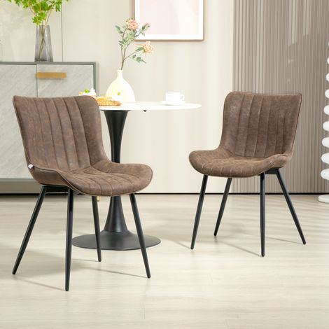Ensemble de 2 chaises de salle à manger modernes rembourrées, marron, pour salon, salle à manger ou chambre. (1/5)