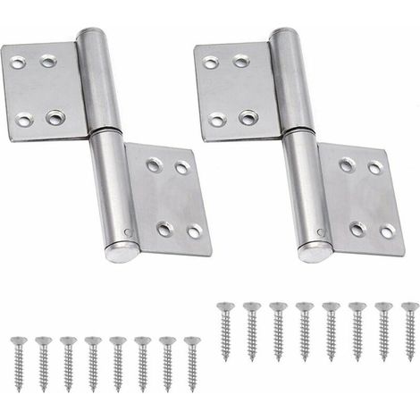 royaluxe- 2pcs Drapeau Charnière en Acier Inoxydable Démontable Paumelles de Porte Charnières de Porte avec Rotation à 360 Degrés et 2 Feuilles Charnieres Meuble Pliable et Silencieuse avec 16pcs Vis (1/5)