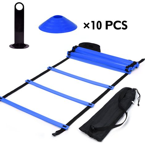 Kit d'entraînement de vitesse et d'agilité, échelle plate de 5,8 m (19 pieds), 10 cônes pour l'entraînement athlétique (1/5)