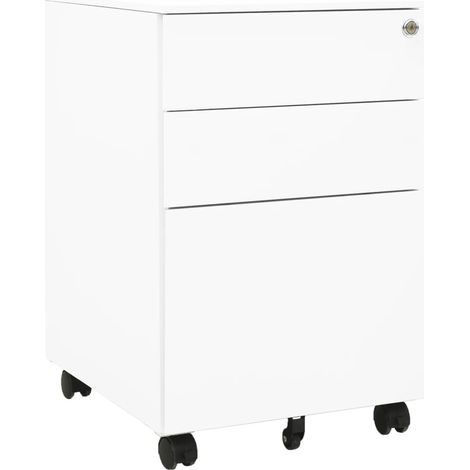Cassettiera mobile da ufficio su ruote 3 cassetti 39 x 45 x 60 cm in acciaio bianco DEC024571