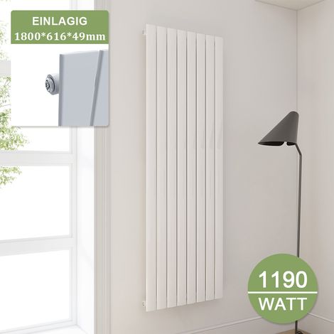 ELEGANT Paneelheizkörper Weiß Heizkörper 1800 Vertikal 1800x616mm Einlagig