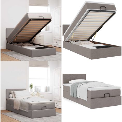 vidaXL Lit ottoman avec matelas taupe 90x200 cm tissu (1/5)