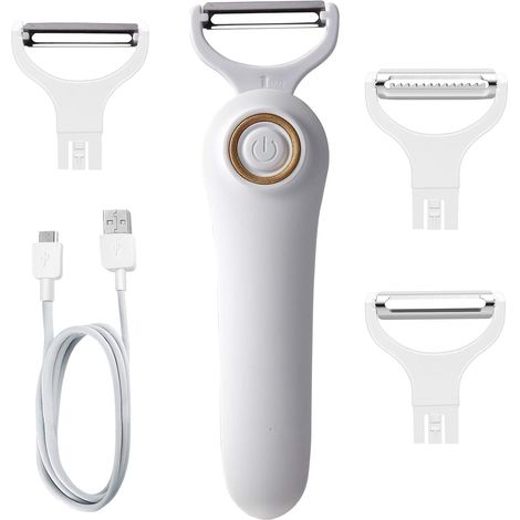 Elektrischer Kartoffelschäler, elektrischer Handschäler für Gemüse und Obst, 3-in-1-Profi-Set, USB-wiederaufladbare Küchenhelfer für Äpfel, Kartoffeln, Karotten und Gurken