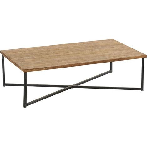 Table basse en teck pieds croisés métal PUNE
