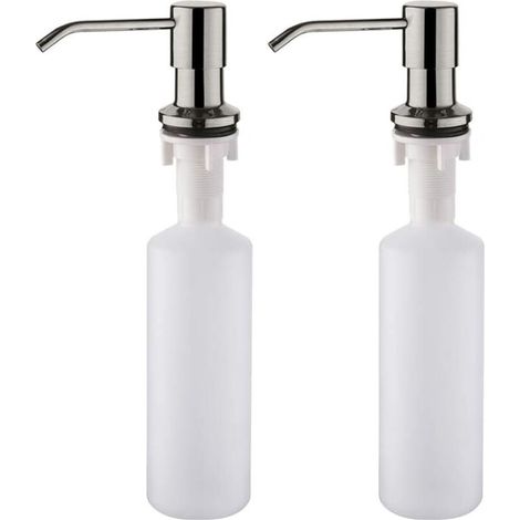 500-ml-Spender für Flüssigseife für die Küchenspüle, verdeckter Spender für Geschirrspülmittel, gebürstetes Nickel, Grau (1/4)