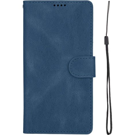 Coque aimantée iPhone 13 - Portefeuille en cuir PU classique avec étui à cartes, fermeture magnétique, coque flip, couleur bleue (1/5)